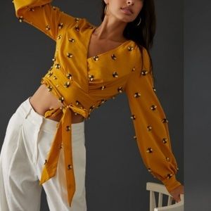 Anthropologie Maeve Bee Wrap Top